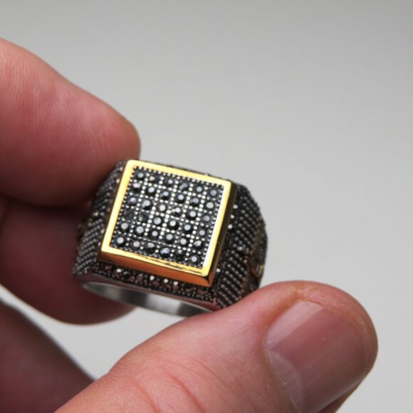 14k Hematite Men's Ring